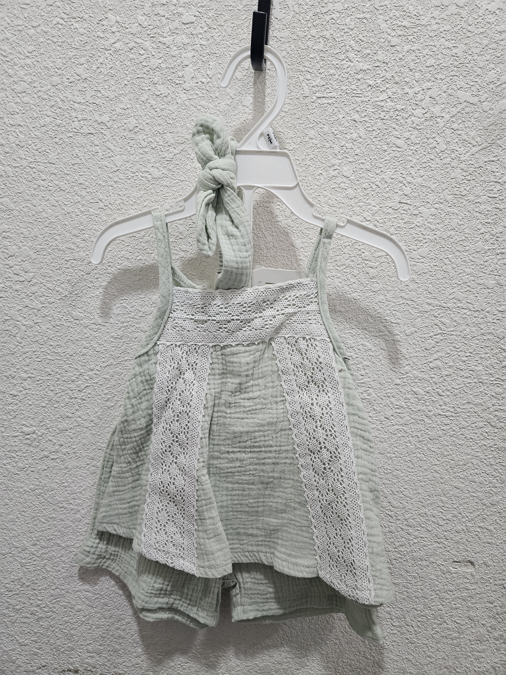 Rachel Zoe Light Sage Green and White Lace Girls Matching Set